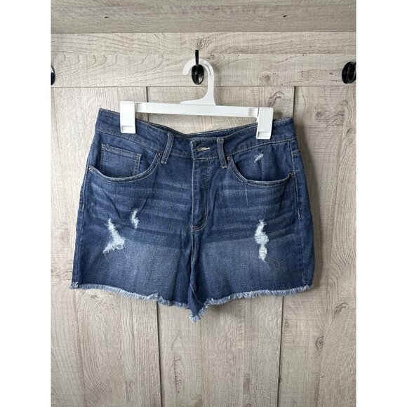 Time and Tru Pants - Time And Tru Womens High Rise Distressed Denim Shorts Size 14 With Frayed Hem